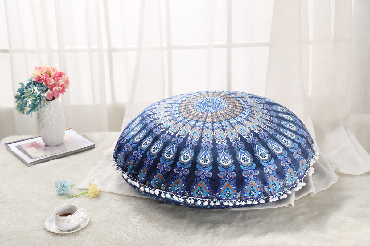 2021 Colorful Mandala Floor Pillows Ottoman Round Bohemian Meditation Cushion Pillow Pouf