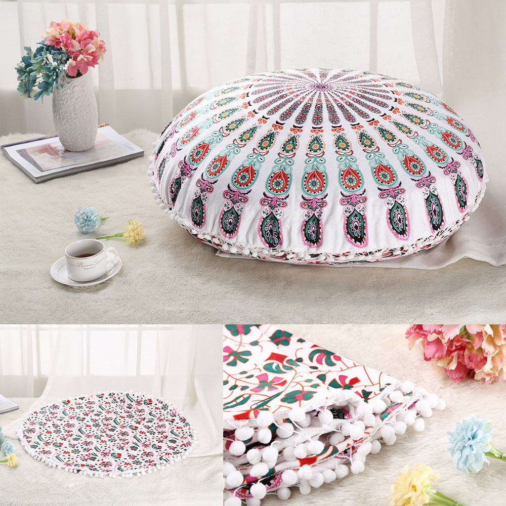 2021 Colorful Mandala Floor Pillows Ottoman Round Bohemian Meditation Cushion Pillow Pouf