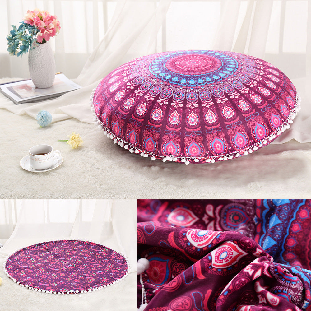 2021 Colorful Mandala Floor Pillows Ottoman Round Bohemian Meditation Cushion Pillow Pouf